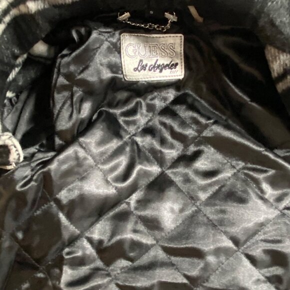 Guess Plaid & Faux Leather Womens Bomber Jacket With‎ Zipper & Pockets - Size M - Picture 10 of 10